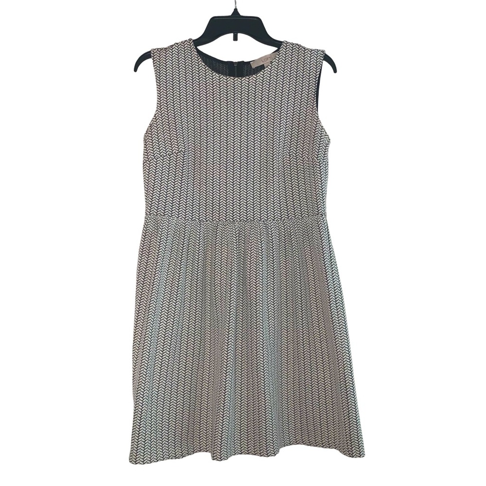 Loft Black / White Sleeveless Dress 10p